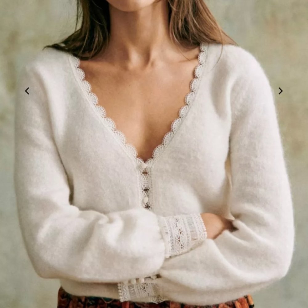 Sezane Melina Cardigan Ecru xxs